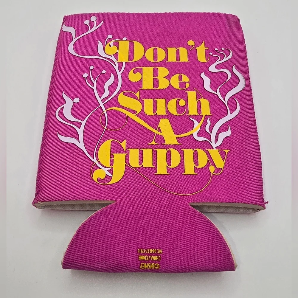 Disney NWOT Dont Be Such A Guppy Beer Koozie Hot Pink